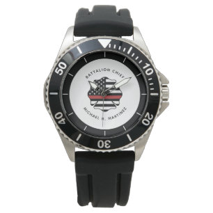 Montre Indicateur personnalisé de pompier mince de ligne