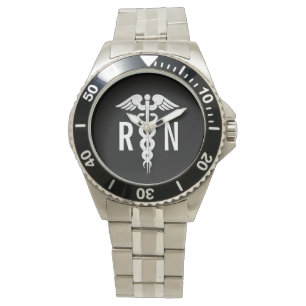 Montre Infirmière autorisée Caduceus Médicale Black Whie 