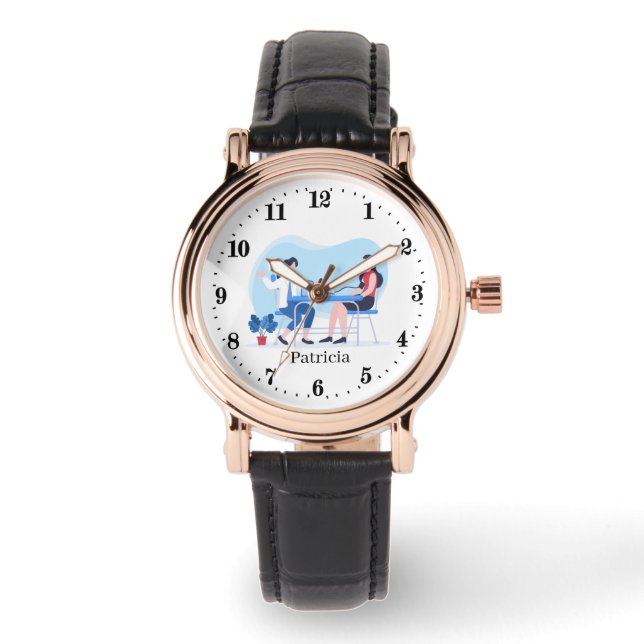 Montre Infirmière cool en activité ajouter le nom (Recto)