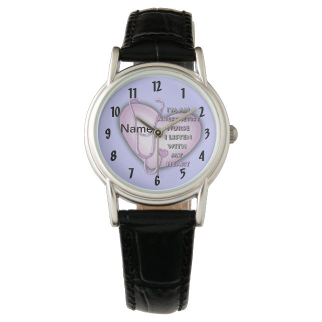Montre Infirmière de coeur pourpre Anesthésiste (devant)