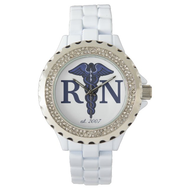 Montre Infirmière inscrite Caduceus RN Année personnalisa (devant)