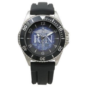 Montre Infirmière inscrite RN Caduceus Camo bleu Monogram