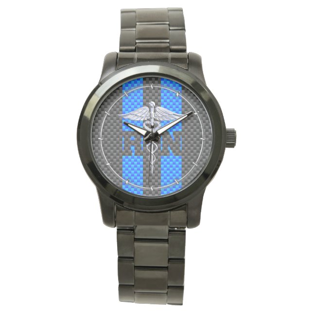 Montre Infirmière inscrite RN Caduceus Carbon Decor (devant)