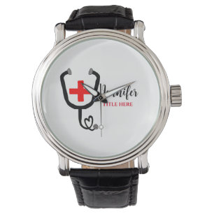 Montre Infirmière médecin rouge plus stéthoscope ajouter