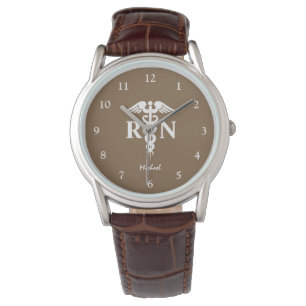 Montre Infirmière RN Diplômée Médicale Caduceus Mens Brow