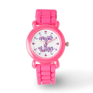 Montre initiale de filles de coeur de griffonnage