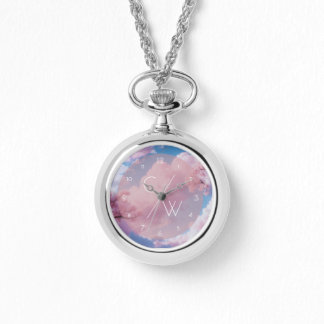 Montre Initiales personnalisées de Sakura fleurie de ceri