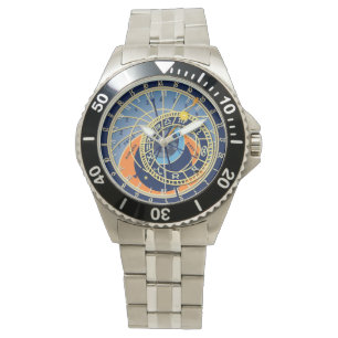 Montre inoxydable pour hommes, horloge astronomiqu