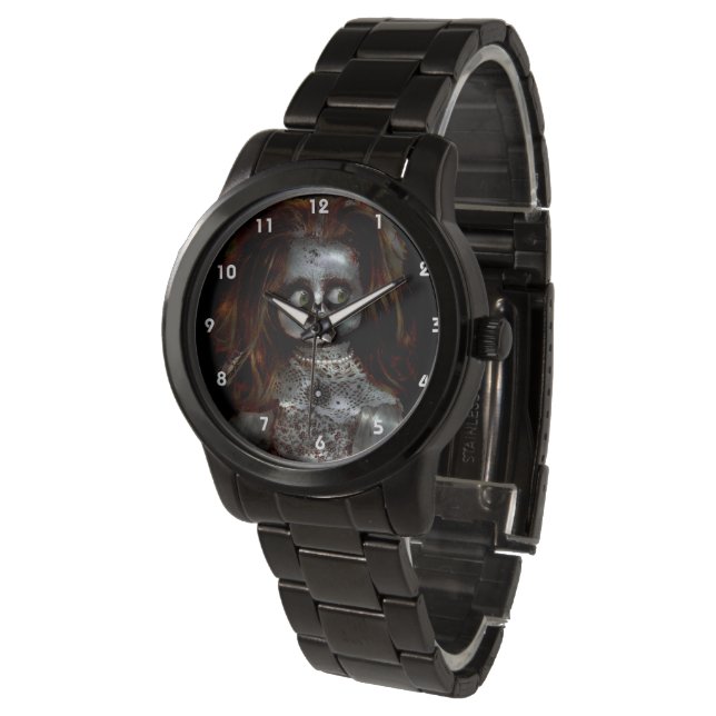 Montre Insérez votre propre image Coolest effrayante poup (Incliné)