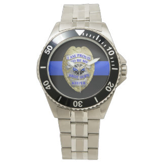 Montre Insigne de ligne bleue mince