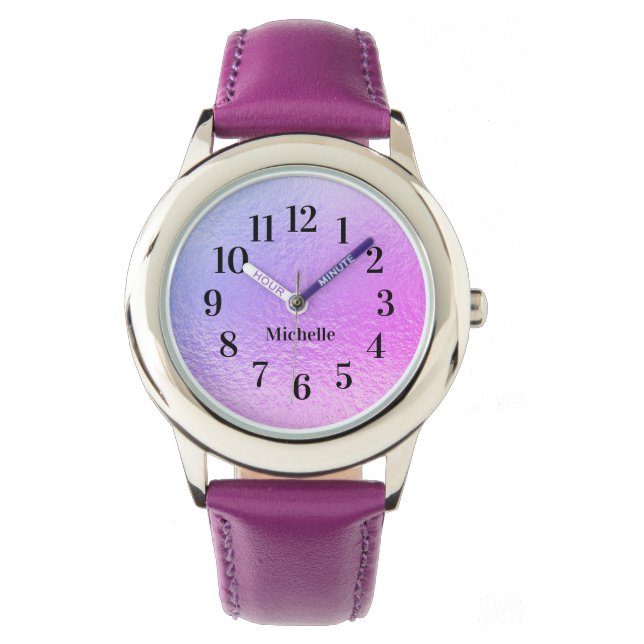Montre Iridescente Purple Pink Pearl Nom Surveillance (devant)