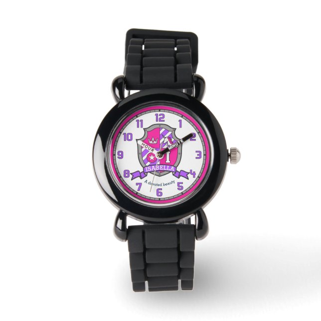 Montre Isabella filles nom signifiant crest unicorne rose (Recto)