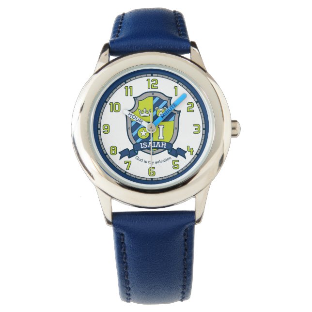 Montre Isaïe nom signifiant lettre I crête ours bleu (devant)
