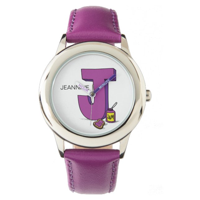 Montre J est pour ___ nom personnalisé Enfants (devant)