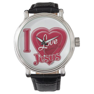 Montre J'aime Jésus Coeur Rouge