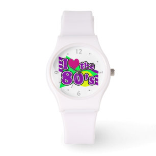 Montre J'aime la fête géométrique des années 80 Neon Eigh