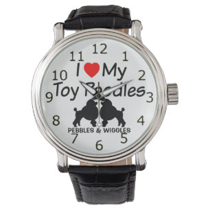Montre J'Aime Mes Deux Chiens De Poodle De Jouet