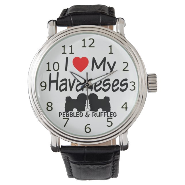 Montre J'aime mes deux chiens Havanais (devant)