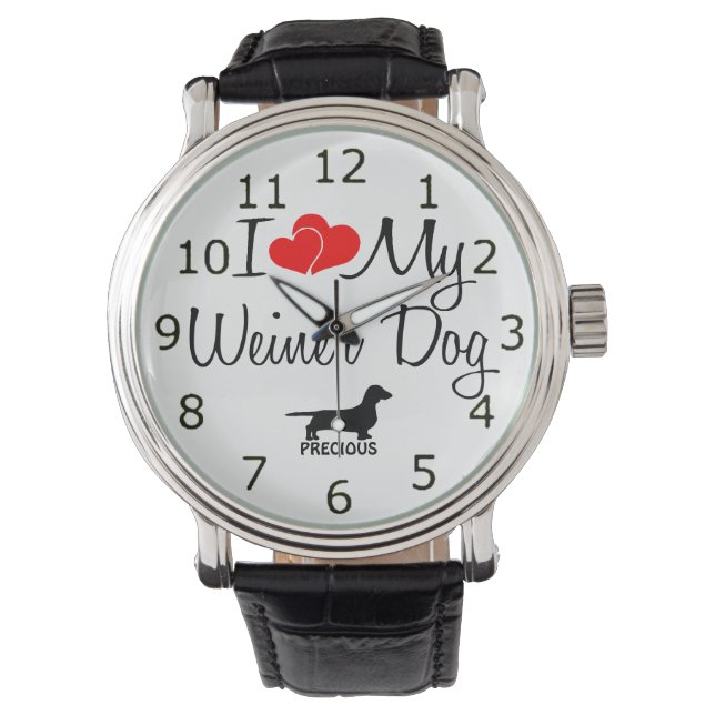 Montre J'Aime Mon Chien Weiner (devant)