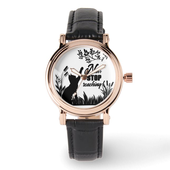 Montre "jamais arrêter d'atteindre" silhouette (Recto)