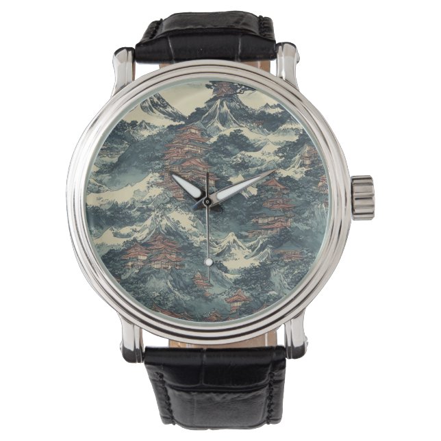 Montre Japon paysage pétrolier peinture fantastique cool (devant)