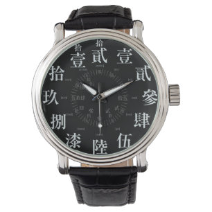 Montre Japon style vieux kanji difficile [visage noir]