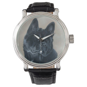 Montre Japonais/Américain noir akita chien portrait art