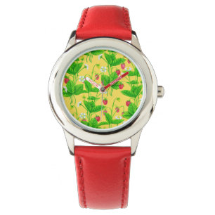 Montre Jardin de fraise sur jaune