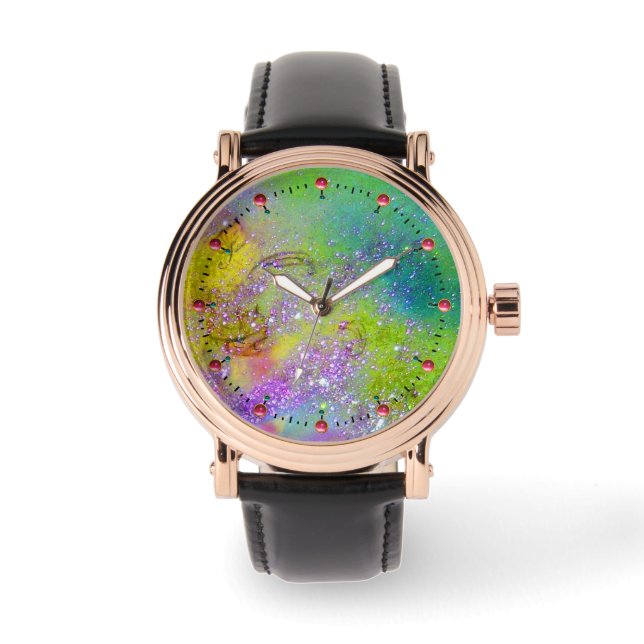 Montre JARDIN DES OMBRES PERDUES - Jaune violet vert (Recto)