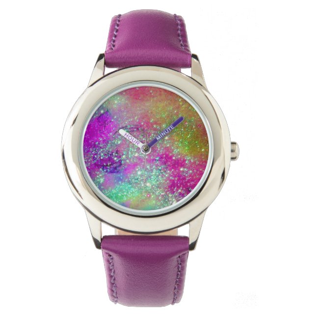 Montre JARDIN DES OMBRES PERDUES - Rose violet Aqua Blue (devant)
