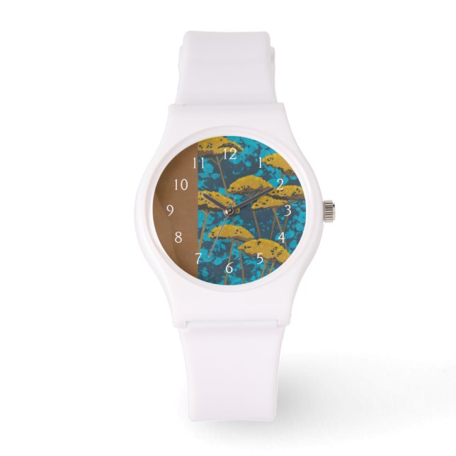 Montre Jardin Golden Yarrow avec Arrière - plan bleu (Recto)