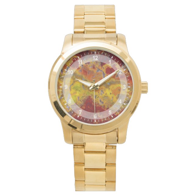 Montre Jasper de rayloa rouge et jaune (devant)