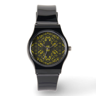 Montre Jaune Spectroscopique Noir Art Abstrait à la Gouac