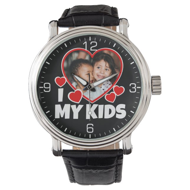 Montre J'Coeur Mes Enfants Photo Personnalisée (devant)