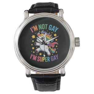 Montre Je ne suis pas gay, je suis super gay licorne LGBT