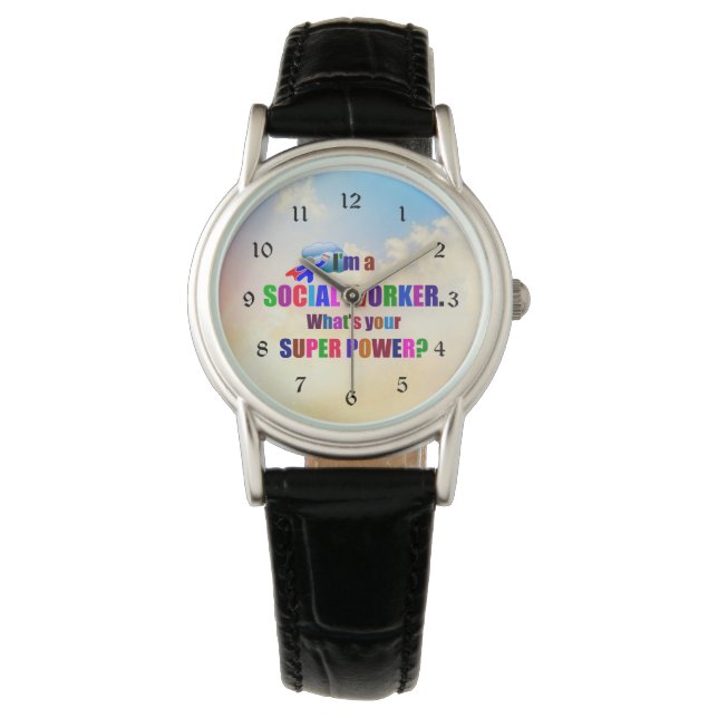 Montre "Je suis un travailleur social" super-héros (devant)