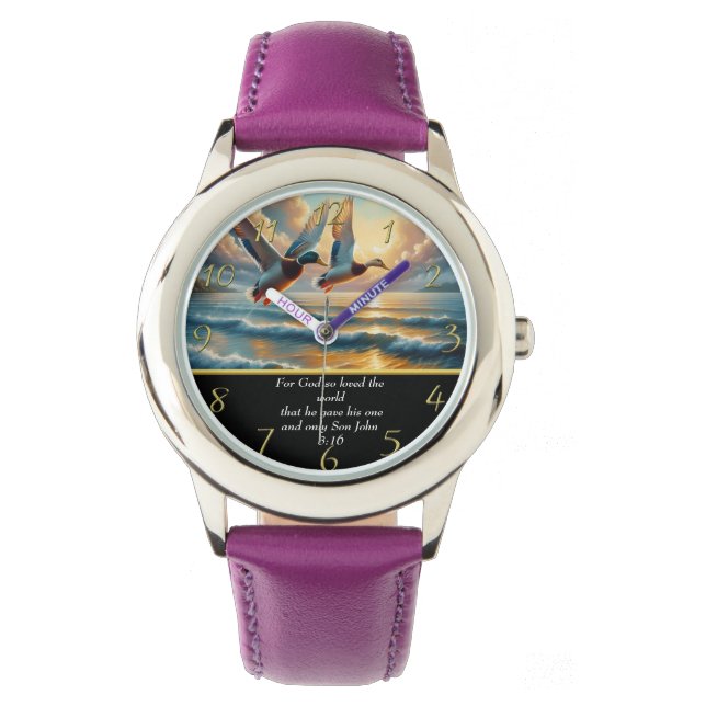 Montre Jean 3:16 Croix de la foi chrétienne avec des cana (devant)