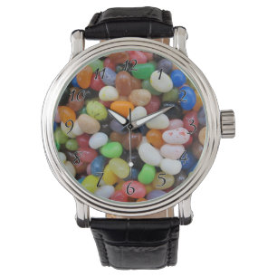 Montre Jelly Bean noir bleu vert vert Candy Texture Modè