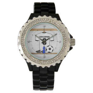 Montre Jersey de football noir blanc personnalisé