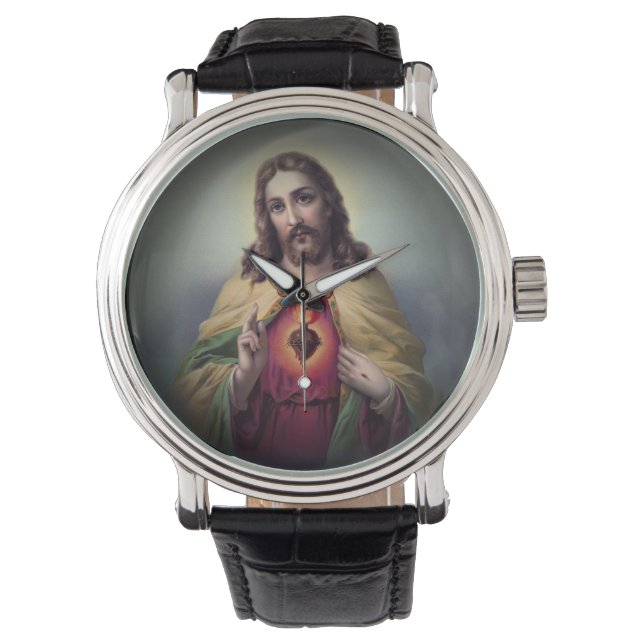 Montre Jésus avec le Sacré Coeur lumineux (devant)