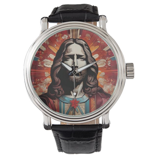 Montre Jésus Christ en Pop Art et Art Déco (devant)
