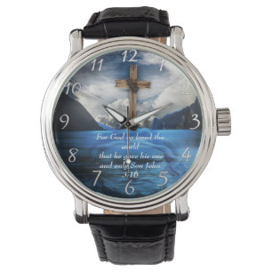 Montre Jésus dans l'eau ondulante Jean 3:16