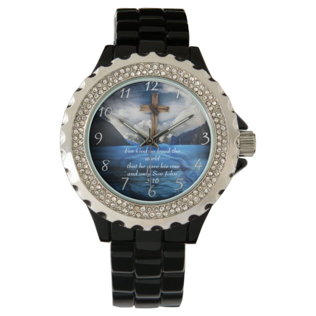 Montre Jésus dans l'eau ondulante Jean 3:16 (devant)