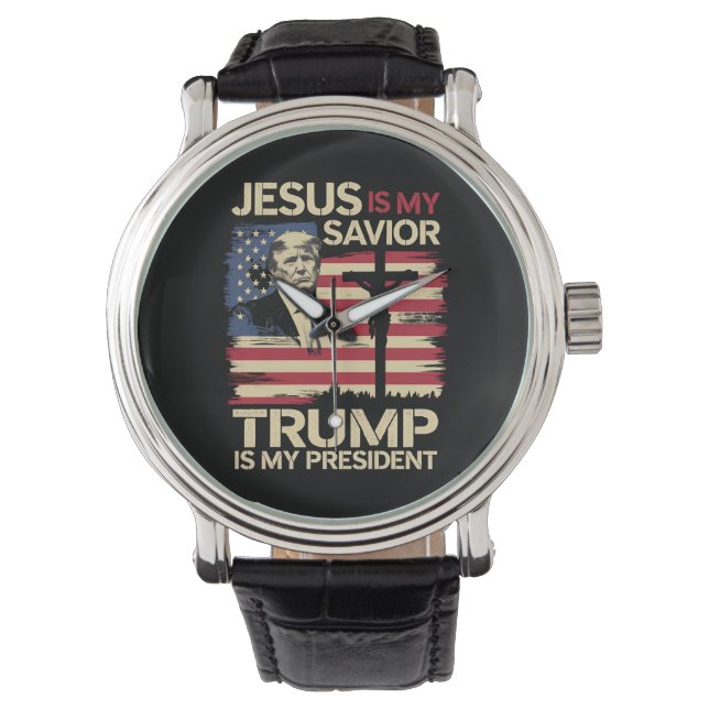 Montre Jésus Est Mon Sauveur Trump Est Mon Président État (devant)