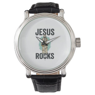 Montre Jésus joue de la guitare gravure chrétienne vintag