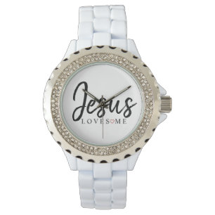 Montre Jésus m'aime avec le coeur rouge  