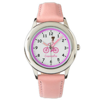 Montre Jeune fille à queue nue à vélo rose