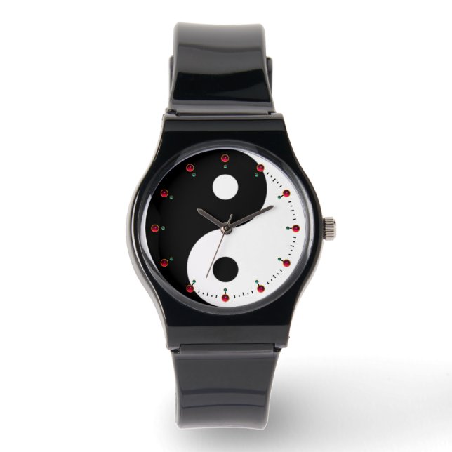Montre JIN JANG noir blanc rouge (Recto)