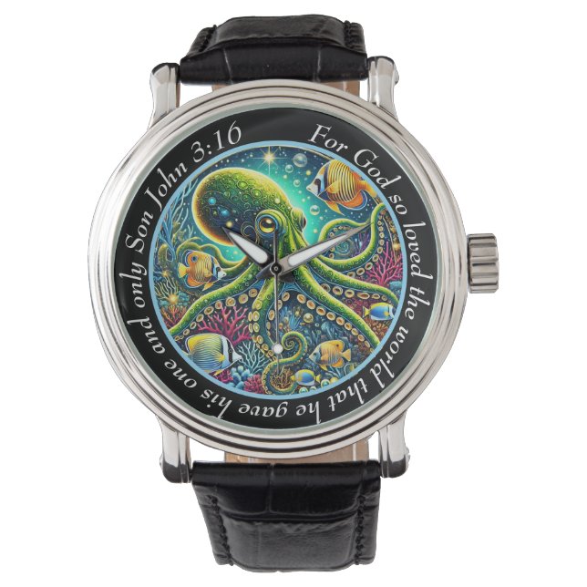 Montre John 3:16 Vibrant Octopus Timepiece Sea Faith (devant)