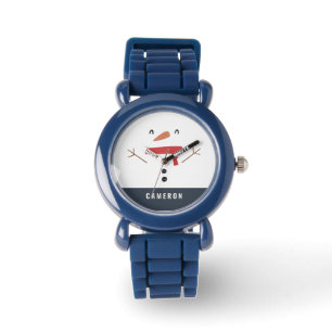 Montre joli bonhomme de neige festif personnalisé enfant
